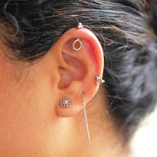 Image of Quirksmith 925 Sterling Silver Bugadi Earrings /Helix Piercing Studs with 925 Stamp And Certificate Of Authenticity /Gift for women