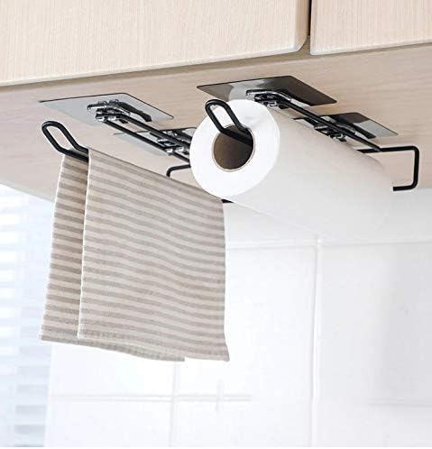 Stainless Steel Drill Free Self-Adhesive Paper Roll Holder Tissue Paper Stand Wine Glass Holder Kitchen Towel Holder for Kitchen Bathroom Toilet (Pack of 1)