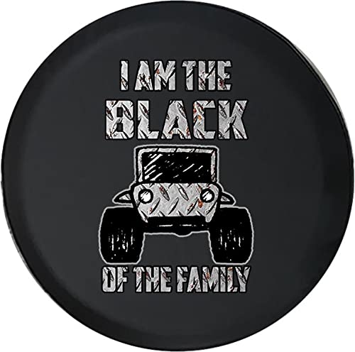 Funny Spare Tire Wheel Cover for Camper SUV Trailer Truck RV JP Thick PVC Leather | Sheep of The Family Metal Black 35 Inch