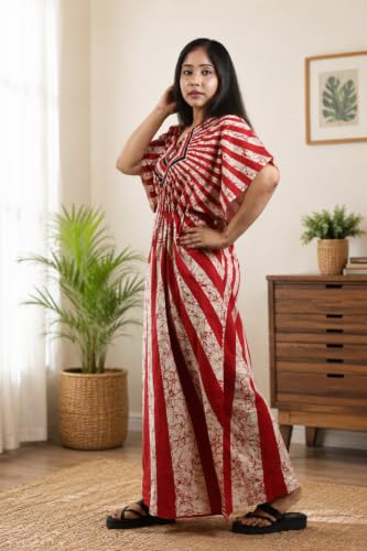 Image of Pure Cotton Indonesian Kaftan Nighty Full Length | Breathable material