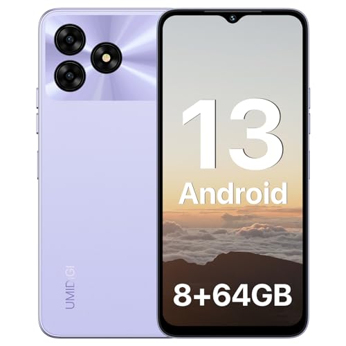 UMIDIGI G5A Mobile Phones(2024),Android 13 Smartphone SIM Free Unlocked,6.52HD+Screen,8GB+64GB RAM/1TB Extension,5000mAh Battery,13+5MP Night Mode Camera,4G Dual SIM/Face ID/GPS,UK Version(Purple)