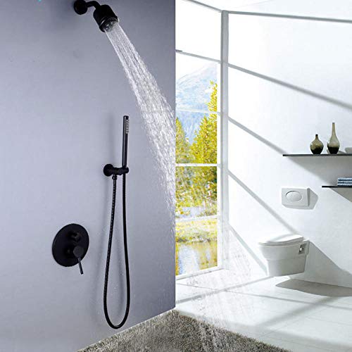 Robinetterie de douche noire murale avec mitigeur laiton et ensemble pommeau de tête 3 modes