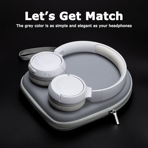 Image of Ginsco Headphone Case Compatible with JBL Tune 510BT /520BT /500BT /Junior 320, with Sony WH-CH520 /510, Ultra-Slim Hard Shell Waterproof Headphone Case for On Ear Headphones (Gray White)