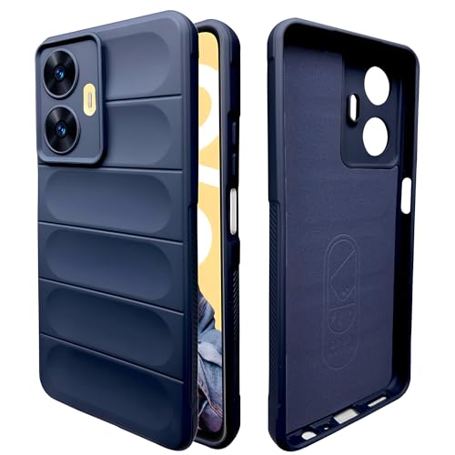 Image of A rtistque Liquid Silicone Stripes Back Cover Case for Realme Narzo N55 / Realme C55 | with Camera Protection | with Inner Fabric | Anti Slip Grip | AirBag Case - Blue