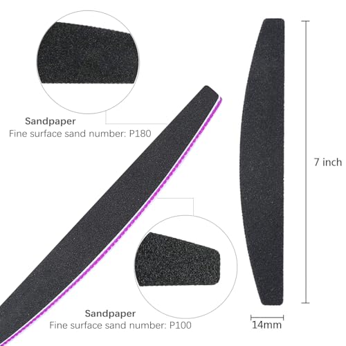 Kafeiya 10 Stck Professionelle Nagelfeile, 100/180 Grit, Nagelfeilen fr Gelngel, Doppelseitige Feilen, Waschbar, fr Nagelstudios DIY Nail Art Zuhause (Schwarz)