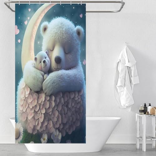 Rideau de douche ours en tissu polyester de qualité supérieure lavable et durable