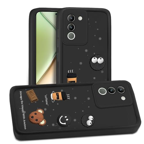 Image of AESTMO Back Case Cover for Vivo Y200 5G | Cute Fun Cartoon 3D Ball | Coffee Silicone Case | Full Body Protection | Camera Protection Back Cover for Vivo Y200 5G (Black)