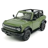 2-Door Convertible Bronco Badlands Model Car 1/36 Scale Diecast Toy Cars Metal Alloy Children’s Vehicles, Pull Back Doors Open, Black Rim, Mens Collection, Kids Toys for Boys Gifts, Cake Topper, green