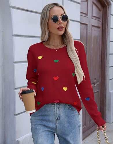 Image of Womens American Flag Sweater Crew Neck Casual Pullover Sweater