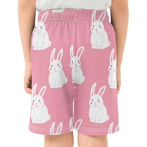 J JOYSAY Cute Bunny Rose Boys Athletic Shorts Kids Youth Casual Shotrs with Pockets Elastic Waistband3