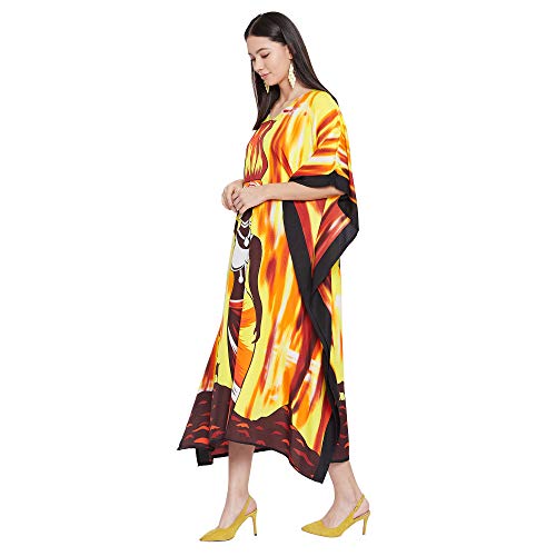 Image of Oussum Women Plus Size Kaftan Kimono Loose Maxi summer dresses for women Beach 3 /4 Sleeve Casual lounge dress Boho
