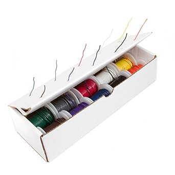 22 AWG Gauge Solid Hook Up Wire Kit, 25 ft Length Each, 10 Colors, 0.0253" Diameter, UL1007, 300 Volts