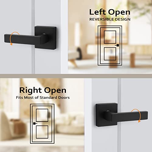 10 Pack Black Interior Door Handles, Passage Function, Heavy Duty Hall And Closet Door Knobs, Matte Black Closet Door Knobs For Left Or Right Handing #TOP5