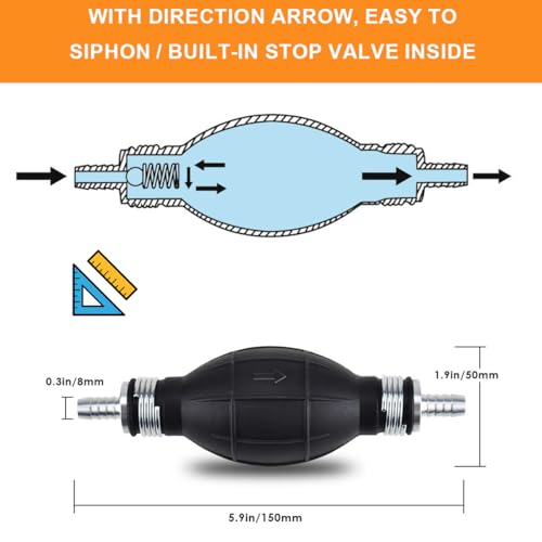 8mm aanzuigpomp brandstof auto boot, diesel brandstof handpomp voor overdracht gas brandstof diesel vloeibaar water auto tuin pomp - Afbeelding 3