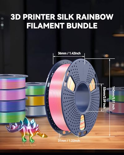Image of JAYO 3D Printer Filament Bundle, PLA Silk Filament Bundle Multicolor, Shiny Silk PLA Filament 1.75mm, Fast Color Change Rainbow, 250g Spool, 8 Rolls, 2kg in Total