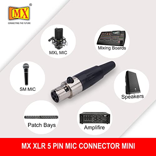Image of MX 3 Pin XLR Microphone pin Pure Copper Nickel Plated Pins1 for High Conductivity microphone (5-pin microphone female Mini XLR, Pack of 10, Female Connector)