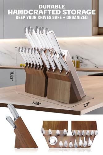 Dalstrong Knife Block Set - 18 Piece Colossal Knife Set - Gladiator Series - High Carbon German Steel - Acacia Wood - ABS Handles Kitchen Knives - Premium Kitchen Knife Set with Block - NSF Certified - Image 4