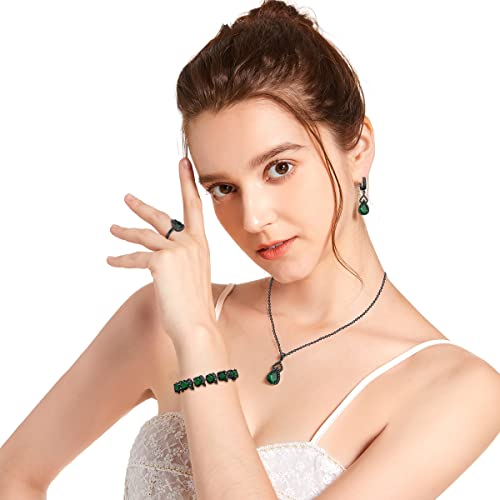 Image of LMXXVJ Fashion Tennis Bracelet Created Emerald White Gold Plated Charm Bracelet Gifts Jewelry for Women