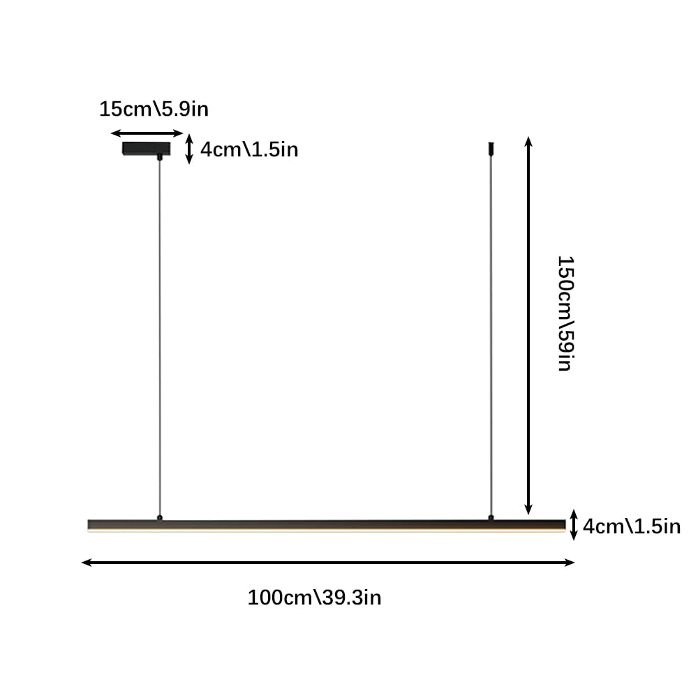 Lampada a Sospensione Nera, Lampada da soffitto lineare Minimalista, Lampada a LED per Isola Cucina, Lampada a Sospensione Lunga, Lampada da Tavolo da Pranzo, Lampada da Ufficio.
