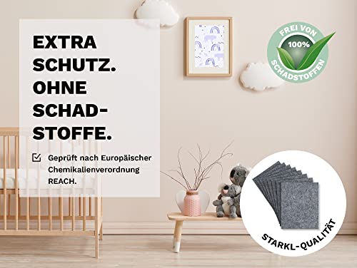 Filzgleiter selbstklebend zum Zuschneiden I 8 Stück 16 x 20cm - 4mm I Filzgleiter für Stühle I Filz selbstklebend I Möbelgleiter aus hochwertigem Nadelfilz I Stuhlgleiter Klebefilz (Grau)