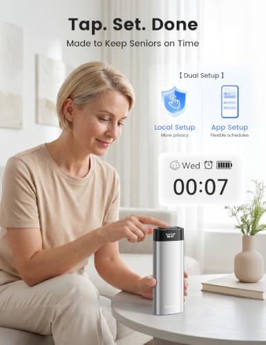 Image of Vaydeer Smart Pill Organizer with Alarm, Metal 7-Day 2 Times a Day Pill Box | No App Required, Optional Bluetooth App, Built-in Desiccant, 7 Alarms, 3 Volume Levels, Airtight Automatic Pill Dispenser