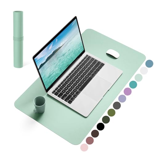 Image of Non-Slip Desk Pad, Waterproof PVC Leather Desk Table Protector, Ultra Thin Large Mouse Pad, Easy Clean Laptop Desk Writing Mat for Office Work /Home /Decor (Pale Green, 23.6 inch x 13.7 inch)
