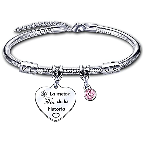 ZYMGUO Pulsera para Tía, Regalos para Chica Pulsera, Pulseras de Acero Inoxidable Ajustable, Pulsera Mujer Personalizada, Regalos Cumpleaños para Tía, L, Edelstahl