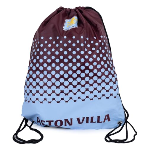 Aston Villa Official Fade Design Drawstring Gym Bag, Burgundy and Sky Blue