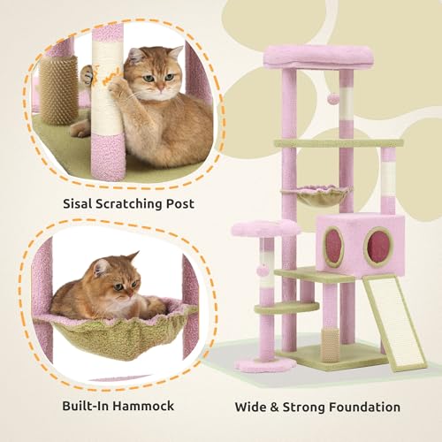 Torre para gatos grande DWVO 61 pulg con rascador y cepillo miniatura 5