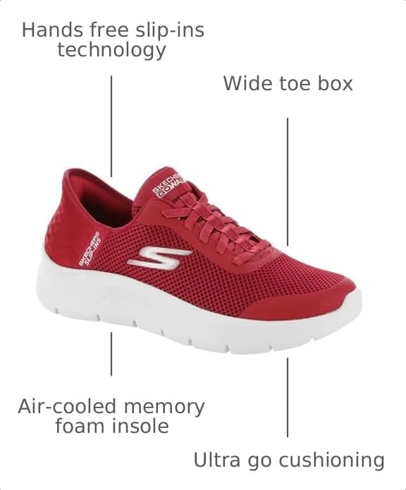 Image of Skechers Women's Go Walk Flex Hands Free Slip-ins-Grand Entry Sneaker, Red, 10.5