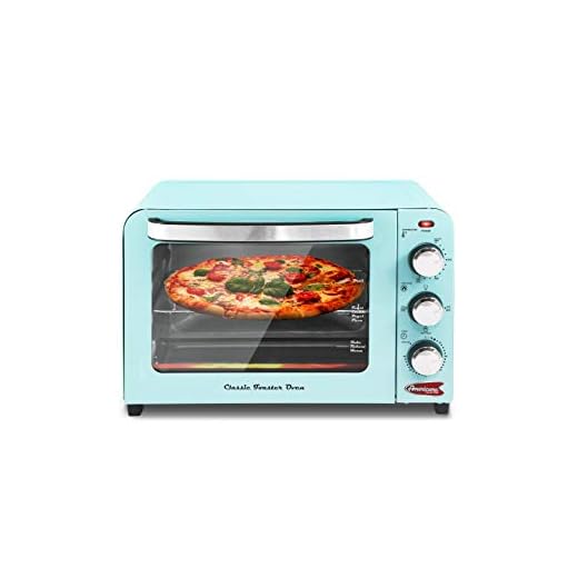 Elite Gourmet Vintage Diner 50’s Retro 12" Countertop Toaster oven, Bake, Broil, Toast, Fits 9” Pizza, Temperature Control & Adjustable 60-Minute Timer 1300W, 6 Slice, Mint Blue