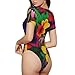 YANYU Rainbow Flowers Pattern Print Adult Romper Womens Short Sleeve Onesie Bodysuit Casual Comfort Fashion Outfit