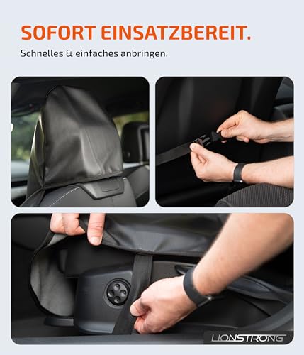 LIONSTRONG® Autositzschoner Vordersitz universell kompatibel [WASSERDICHT] - Autositzbezüge Vordersitze - Sitzschoner Sitzbezüge Auto - Autositz Sitzschutz - Werkstattschoner - Kunstleder