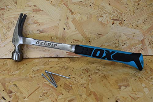 Ox Tools P082328 28 oz. Framing Hammer, Smooth Face, Long Shock Reduction Handle, Straight Rip Claw, Non-Slip Grip - Image 5