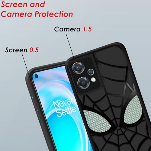 Image of Stylish Spider Back Case Cover Compatible for OnePlus Nord CE 2 Lite 5G | Spidey Face Mask Case | Soft Silicone | Camera & Full Body Protection | Shock Proof | (Black)