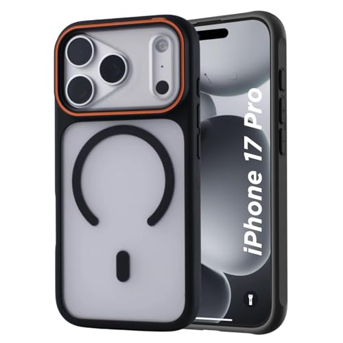 Image of AIBEX Magnetic Compatible Shockproof Case for iPhone 17 Pro - Slim Protective Back Cover with Camera Lens Protection, Strong Magnetic Support, Anti-Slip Grip, Military Grade Drop Protection (Black)