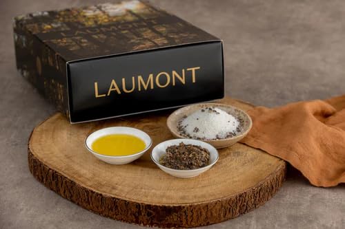 LAUMONT - Estuche regalo - Aceite de Oliva AOVE con Aroma de Trufa Negra + Sal con Trufa Negra + Salsa Tartufata. Pack Gourmet Trufado (250ml+100gr+90gr)