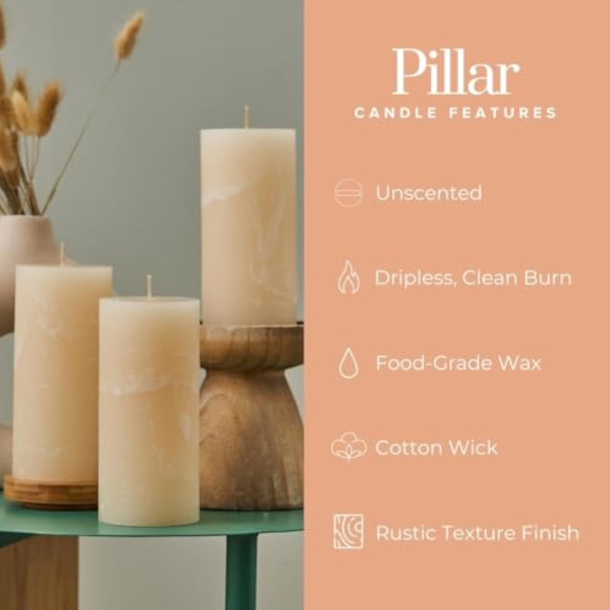 Simple Egg Shell Ivory Unscented Pillar Candle Gift Set