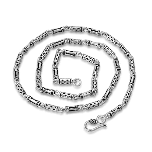 Chaîne Argent 925 Homme 4mm Mailles Ajourées Punk de Haute Qualité