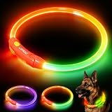LaRoo Leuchthalsband Hund USB Aufladbar - Wasserdichtes Hundehalsband Leuchtend mit 3 Beleuchtungsmodi, Längenverstellbareres LED Halsband für Kleine, Mittlere und Große Hunde (Zweifarbig)
