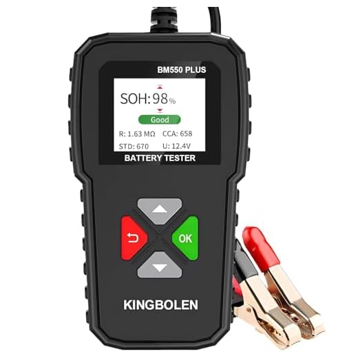 KINGBOLEN Comprobador de baterias de coche 24V/12V/6V, BM550 PLUS 2-220Ah 100-2000 CCA Pantalla LED arrancador baterias coches comprobador de pilas para coche apto para automóviles motocicleta ATV SUV