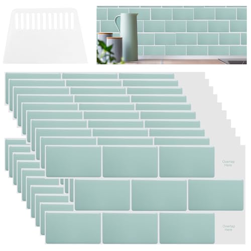 WANDGU Piastrelle autoadesive per cucina: set da 10 adesivi per piastrelle, bagno, piastrelle adesive resistenti al calore, impermeabili e facili da applicare per parete posteriore della cucina