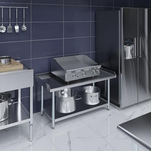 Image of AmGood Stainless Steel Equipment Stand - Heavy Duty, Commercial Grade, with Undershelf, NSF Certified (24 inch Width x 48 inch Length)