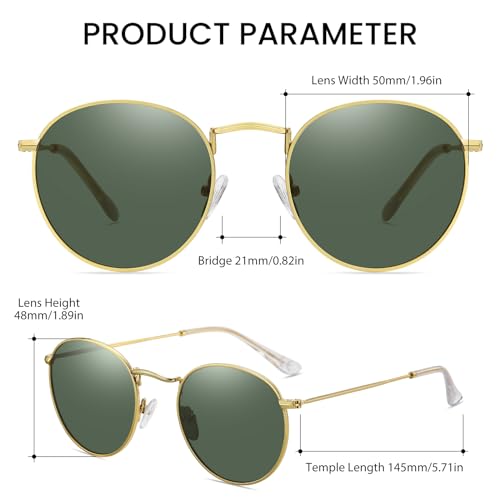 Image of DUCO Retro Round Polarized UV400 Sunglasses for Men Women Vintage Polarized Sun Glasses Classic Vintage Shades DC3048