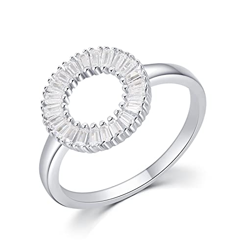 Bague femme halo KnSam en argent massif et oxydes baguette