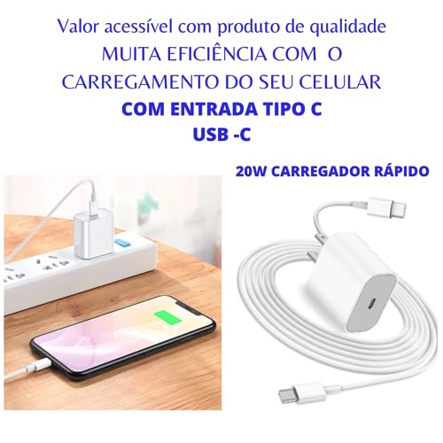 Carregador PD Turbo Rápido USB-C Tipo C 20w Compatível Para Iphone 11 12 13 14 Pro SE XR PREMIUM Bel