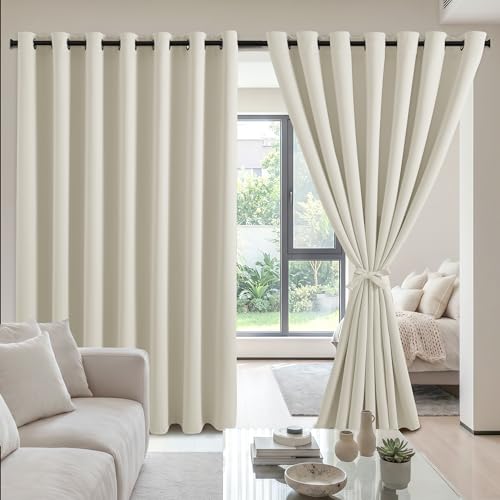 DWCN Blackout Curtains for Living Room, Ivory, 100 x 102 in, Set of 2 Panel