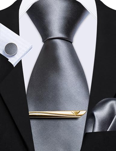Image of Barry.Wang Designer Mens Tie Sets Collection, Eleagnt Gift Box Tie Clips Handkerchief Cufflink Set