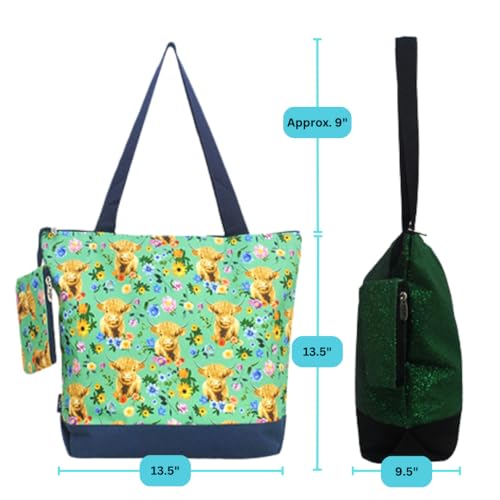 Image of NGIL Medium Top Zipper Closure Canvas Tote Bag with Attached Matching Coin Purse For Moms and Nurses