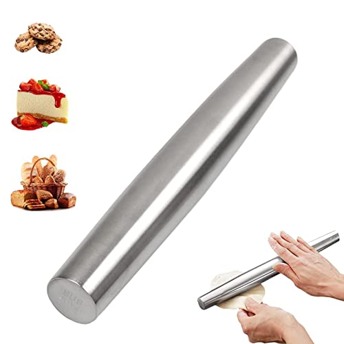 Rouleau à Pâtisserie, 22.5 cm Antiadhésif en Acier Inoxydable Rouleau Patisserie Robuste et isse Rouleau à Pâte, Pour étaler la pâte à pizza, les muffins, le pain, les croûtes de boulettes